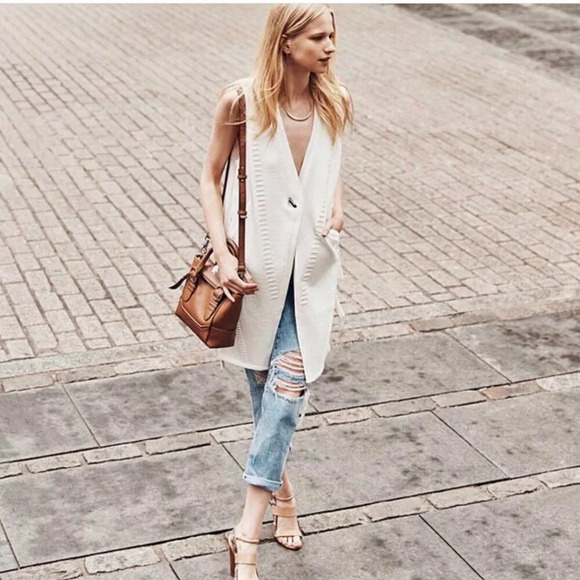 Anthropologie Jackets & Blazers - Anthropologie One Grey Day Drew Cardigan Vest Blazer Sleeveless Open Tassel